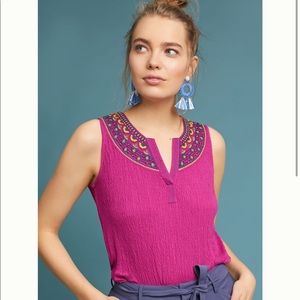 Anthropologie Vizela Embroidered Top Small